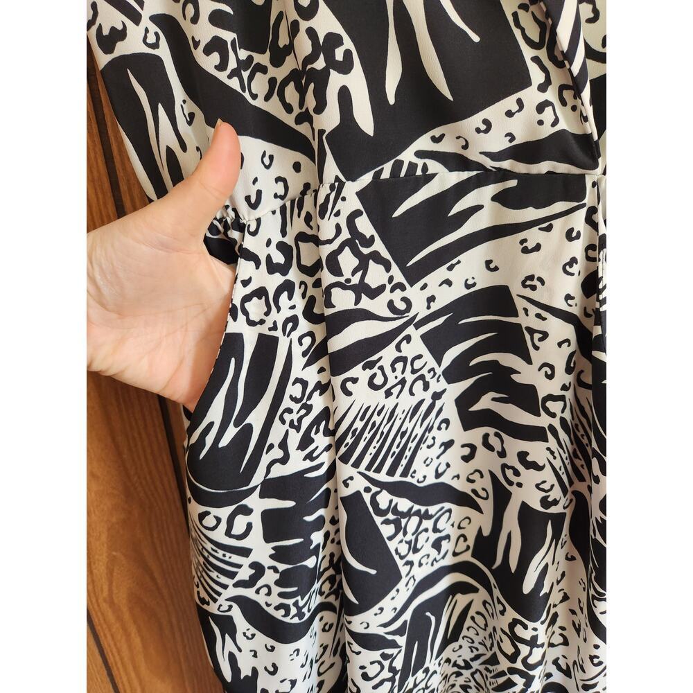Nina Piccalino Dress Women's Sz S Pencil Elastic Waist Safari/Leopard Design VTG - Picture 4 of 5